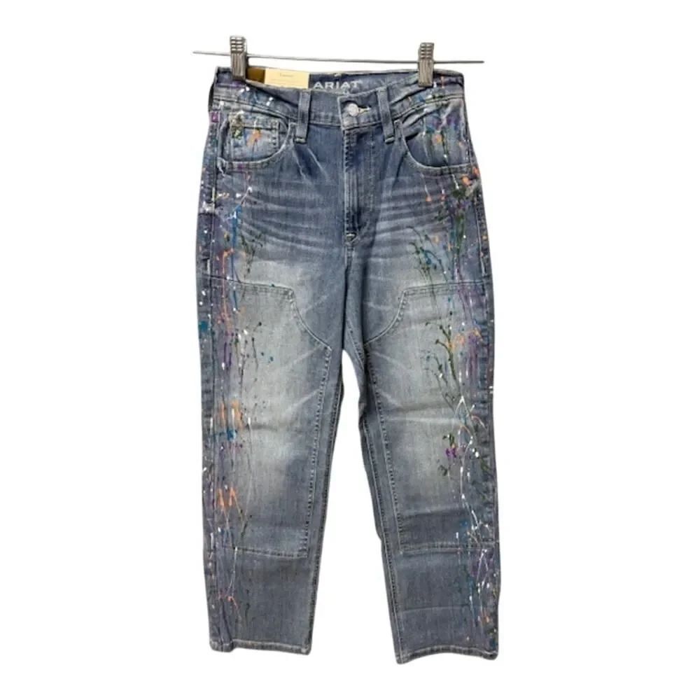 Ultra High Rise Jazmine Straight Jeans Paint Splatter NWT - 25R x 26 Inseam